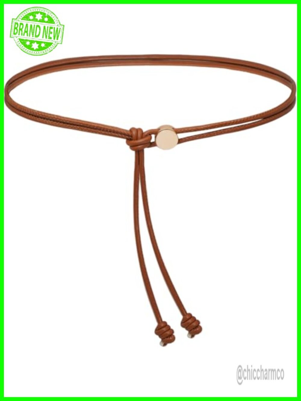 PU Leather Knotted Rope Skinny Belt Thin Adjustable Waist Tie for Dresses